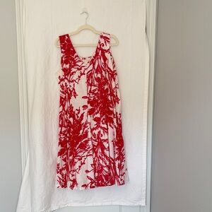 Coldwater Creek Red Floral V-Neck Midi Dress